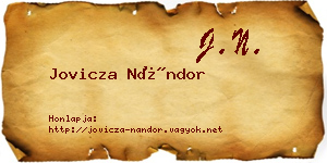 Jovicza Nándor névjegykártya